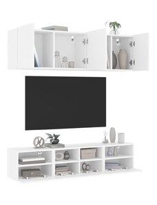 OrlandoKids Unitati TV de perete, 5 piese, alb, lemn prelucrat