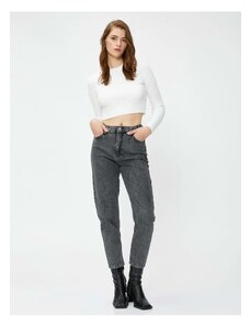 Koton High Waisted Jeans Ușor Skinny Legs - Mom Jeans BLACK