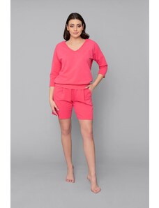 Italian Fashion Karina women's set, 3/4 sleeves, short legs - raspberry