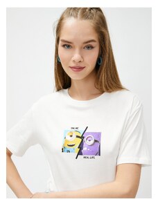 Koton Minions T-Shirt Licensed with Printed Back Crew Neck