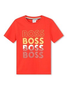 BOSS tricou de bumbac pentru copii culoarea rosu, cu imprimeu