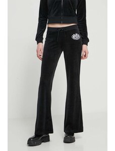 Juicy Couture pantaloni de trening din velur culoarea negru, cu imprimeu