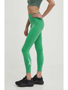 Reebok leggins de antrenament Identity Training culoarea verde, cu imprimeu, 100076226