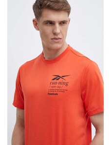 Reebok tricou barbati, culoarea portocaliu, cu imprimeu, 100076378