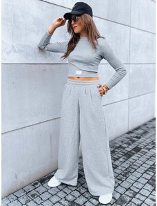 Women's set of wide trousers and crop top with long sleeves ASTRAL ALLURE gray Dstreet