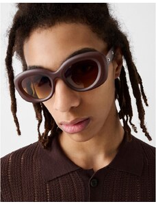 Bershka Collection thick frame sunglasses in brown