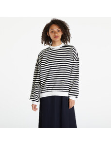 Hanorac pentru femei Urban Classics Ladies Oversized Striped Crewneck Black/ White Sand