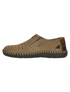Pantofi barbati, Rieker, B2457-64-Bej, casual, piele naturala, perforati, cu talpa joasa, bej (Marime: 40)