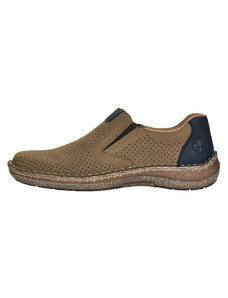 Pantofi barbati, Rieker, 03076-64-Bej, casual, piele naturala, perforati, cu talpa joasa, bej (Marime: 40)