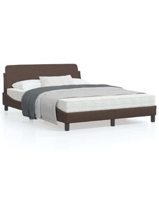 OrlandoKids Cadru de pat cu tablie, maro, 140x200 cm, piele ecologica