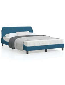OrlandoKids Cadru de pat cu tablie, albastru, 120x200 cm, catifea