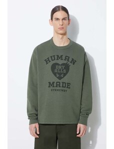 Human Made hanorac de bumbac Military Sweatshirt barbati, culoarea verde, cu imprimeu, HM27CS020