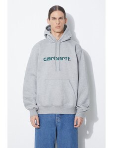 Carhartt WIP bluza Hooded Carhartt Sweat barbati, culoarea gri, cu glugă, cu imprimeu, I030547.24FXX