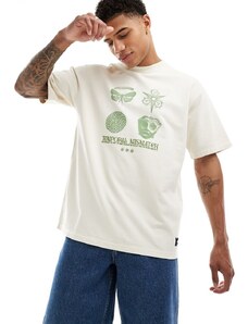 Pull&Bear botanical back printed t-shirt in ecru-Neutral