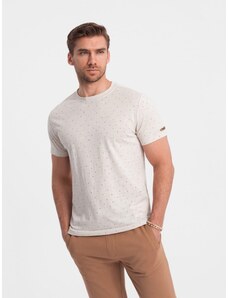 Ombre Clothing Men's full-print t-shirt with colorful letters - light beige V1 OM-TSFP-0185