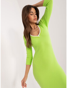 Fashionhunters Light Green Striped Bodycon Dress
