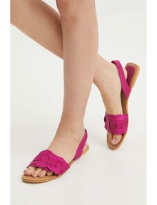 Medicine sandale de piele femei, culoarea roz