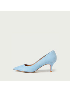 ALURA PREMIUM Pantofi Julie Velvet albastru pudră din piele întoarsă cu toc mic subțire (Mărime: 39)