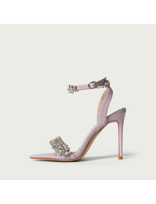 ALURA PREMIUM Sandale elegante cu toc subțire Simone lila din piele naturală cu cristale (Mărime: 35)