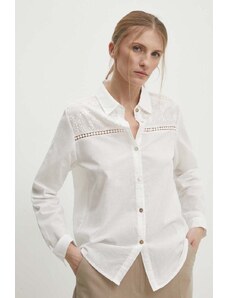 Answear Lab cămașă de in culoarea alb, cu guler clasic, regular