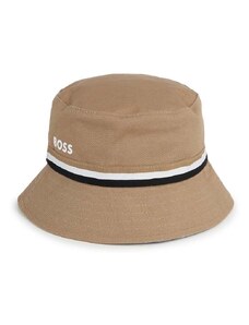 BOSS pălărie reversibilă din bumbac pentru copii culoarea bej, bumbac