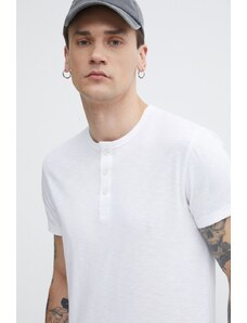 Superdry tricou din bumbac barbati, culoarea alb, neted