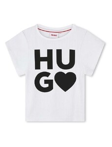 HUGO tricou copii culoarea alb