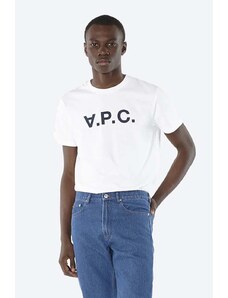 A.P.C. tricou din bumbac Vpc Blanc culoarea alb, cu imprimeu COBQX.H26586-DARKNAVY