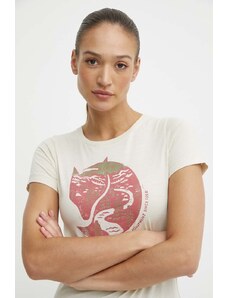 Fjallraven tricou din bumbac Arctic Fox T-shirt femei, culoarea bej, F89849