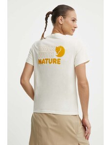 Fjallraven tricou Walk With Nature femei, culoarea bej, F14600171