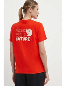 Fjallraven tricou Walk With Nature femei, culoarea portocaliu, F14600171