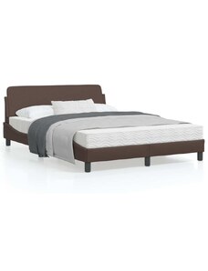 OrlandoKids Cadru de pat cu tablie, maro, 140x190 cm, piele ecologica