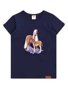 Walkiddy Tricou 'Little & Big Horses' bleumarin / maro / mov liliachiu / alb