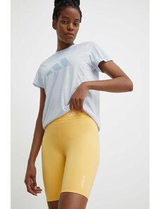 adidas Performance pantaloni scurți de antrenament culoarea galben, cu imprimeu, high waist, IU1851