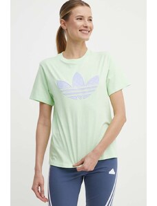 adidas Originals tricou din bumbac femei, culoarea verde, IU2374