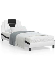 OrlandoKids Cadru de pat cu tablie alb si negru, 80x200 cm, piele ecologica