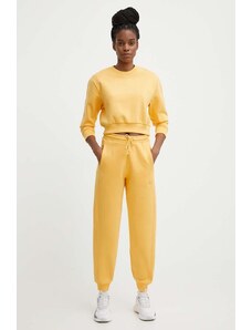 adidas pantaloni de trening culoarea galben, neted, IW1284
