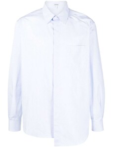 LOEWE asymmetric striped cotton shirt - White