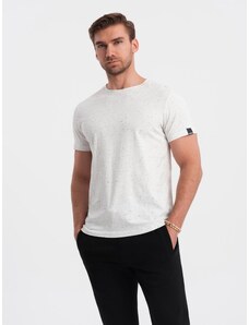 Ombre Clothing BASIC men's t-shirt with decorative confetti effect - cream V1 OM-TSCT-0178