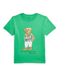 Polo Ralph Lauren tricou de bumbac pentru copii culoarea verde, cu imprimeu