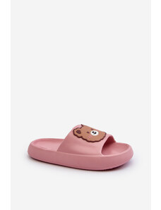 Kesi Children's light slippers with teddy bear, pink, Lindeheta