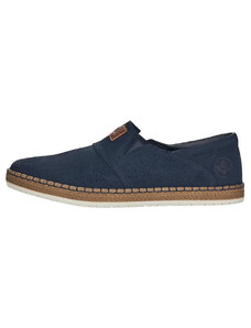 Pantofi barbati, Rieker, B5256-14-Albastru-Inchis, casual, piele naturala, perforati, cu talpa joasa, albastru inchis (Marime: 40)
