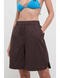 Max Mara Beachwear pantaloni scurți de plajă femei, culoarea maro, uni, high waist, 2416141019600 2416140000000