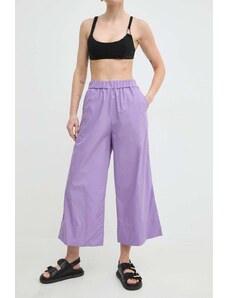 MAX&Co. pantaloni de bumbac culoarea violet, lat, high waist, 2416131024200 2416130000000