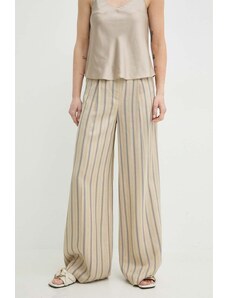 MAX&Co. pantaloni din amestec de in culoarea bej, lat, high waist, 2416131064200 2416130000000