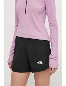 The North Face pantaloni scurti sport Sunriser femei, culoarea negru, neted, high waist, NF0A88SEJK31