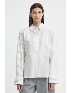 Gestuz cămașă din bumbac femei, culoarea alb, cu guler clasic, relaxed 10908660