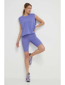 On-running pantaloni scurti sport Movement femei, culoarea violet, neted, high waist