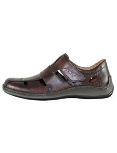 Pantofi barbati, Rieker, 05269-25-Maro, casual, piele naturala, perforati, cu talpa joasa, maro (Marime: 45)