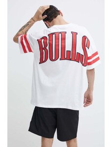 New Era tricou din bumbac barbati, culoarea alb, cu imprimeu, CHICAGO BULLS